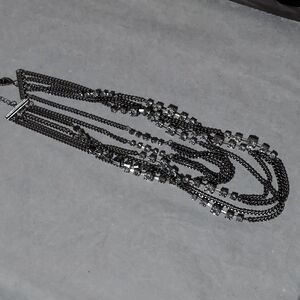 SILVER Rhinestone Multi-Strand Necklace